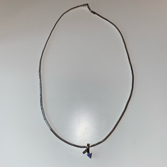 silver Necklace with Purple Pendant - Picture 1 of 6
